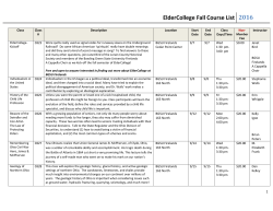 ElderCollege Spring Course List - BGSU Firelands