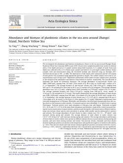 Abundance and biomass of planktonic ciliates in the sea area