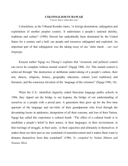 COLONIALISM IN HAWAII