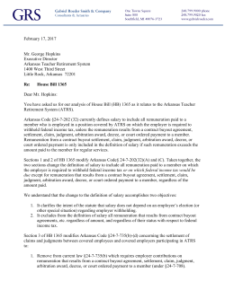 February 17, 2017 Mr. George Hopkins Executive Director Arkansas