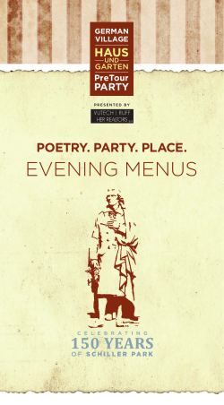 Haus und Garten PreTour Menus Available