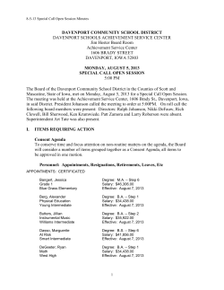 TABLE OF CONTENTS - Davenport Schools