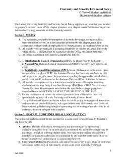 Social Policy for Fraternities /Sororities