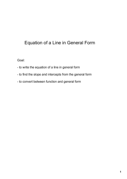 Equation of a Line in General Form