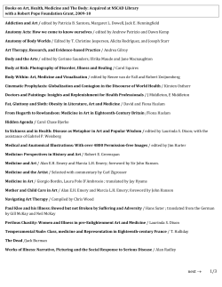 Book Acquisitions on Art, Health, Medicine and The Body
