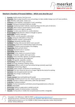 Meerkat`s Checklist of Personal Abilities &ndash; Which ones describe you?