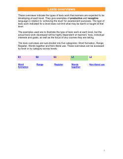 Lexis overviews - Excellence Gateway