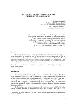 1 THE COMMON GOOD OF THE COMPANY AND THE THEORY OF