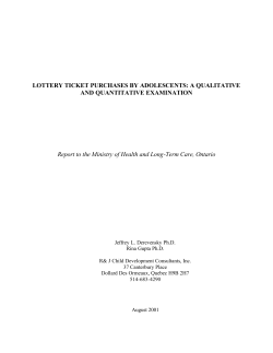 LOTTERY TICKET PURCHASES BY ADOLESCENTS