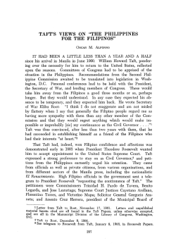 TAFT`S VIEWS ON "THE PHILIPPINES FOR THE FILIPINOS"