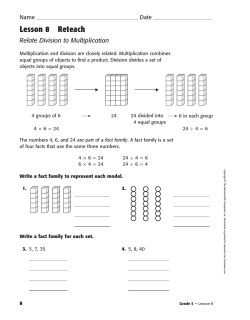 Lesson 8 Reteach Relate Division to Multiplication