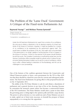 A Critique of the Fixed-term Parliaments Act