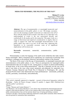 MEDIATED MEMORIES, THE POLITICS OF THE PAST* Michael P