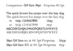Comparison: Gill Sans 36Pt and Perpetua 40pt