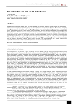 BUSINESS PRAGMATICS: WHY ARE WE BEING POLITE?