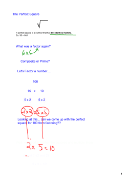 The Perfect Square What was a factor again? Let`s Factor a number