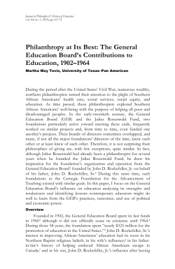 The General Education Board`s Contributions to Education, 1902-1964