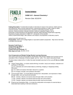 CHEM 1411, CHEM 1411L - General Chemistry I