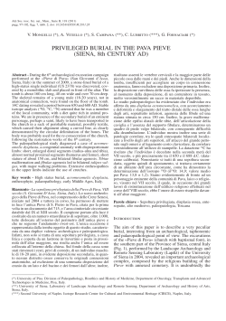 PRIVILEGED BuRIAL IN THE PAVA PIEVE (SIENA, 8th CENTuRy AD)