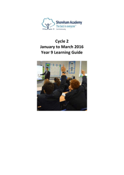 Cycle 2 January to March 2016 Year 9 Learning Guide