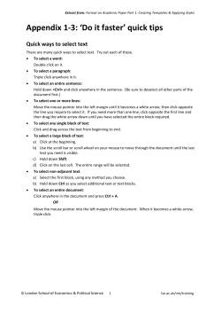 Appendix 1-3: `Do it faster` quick tips