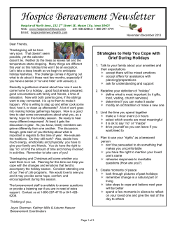 Hospice Bereavement Newsletter - Mercy Medical Center