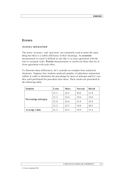 Errors - Chemistry Teaching Resources