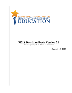 SIMS Data Handbook v. 7.1 - Massachusetts Department of