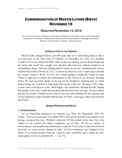 COMMEMORATION OF MARTIN LUTHER (BIRTH) NOVEMBER 10