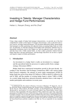 Investing in Talents: Manager Characteristics and Hedge Fund