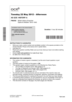 British history enquiries - Option B - Modern 1815-1945