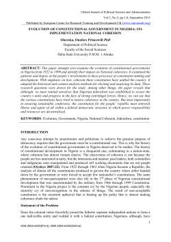 EVOLUTION OF CONSTITUTIONAL GOVERNMENT IN NIGERIA