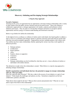 Discovery: Initiating and Developing Strategic Relationships
