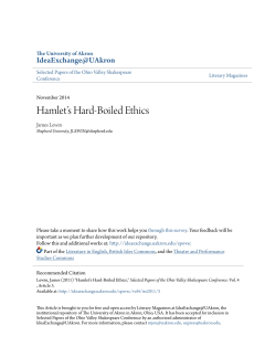 Hamlet`s Hard-Boiled Ethics - IdeaExchange@UAkron