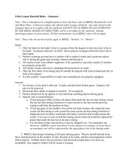 2013 Little League Baseball Rule Summary