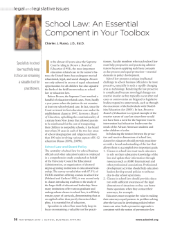 School Law: An Essential Component in Your Toolbox