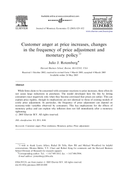 Customer anger at price increases, changes in the frequency of