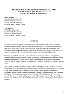 1 fire regime in dry-belt forests of british columbia: perspectives on