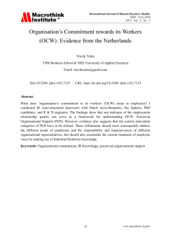 Organisation‟s Commitment towards its Workers (OCW): Evidence