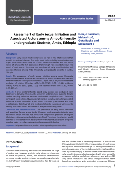 Assessment of Early Sexual Initiation and Associated Factors among