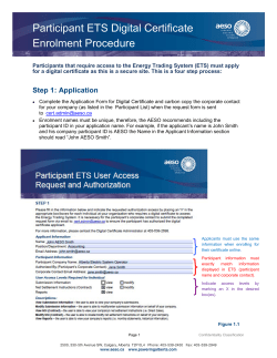 Participant ETS Digital Certificate Enrolment Procedure