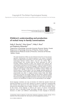 Children`s understanding and production of verbal irony in family