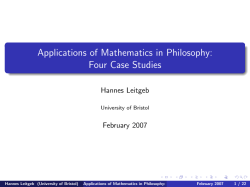 Applications of Mathematics in Philosophy: Four Case Studies