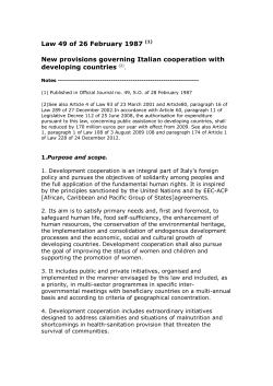 Law 49 of 26 February 1987 New provisions governing Italian