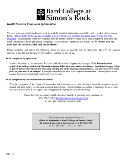 New Student Packet Contents - Bard College at Simon`s Rock