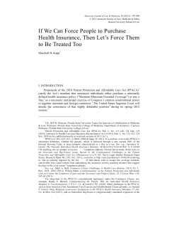 If We Can Force People to Purchase Health Insurance, Then Let`s