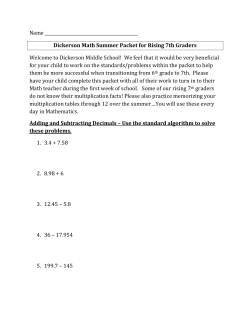 Dickerson Math Summer Packet for Rising 7th Graders