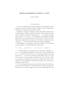 RECENT PROGRESS ON FINITE Bh[g] SETS 1. Introduction At the