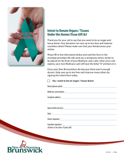 Intent to Donate Organs / Tissues Under the Human Tissue Gift Act