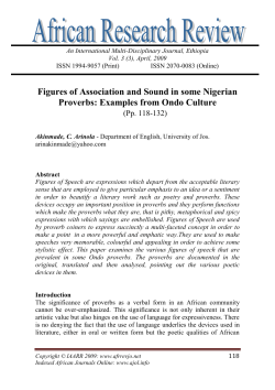 Figures of Association and Sound in some Nigerian Proverbs